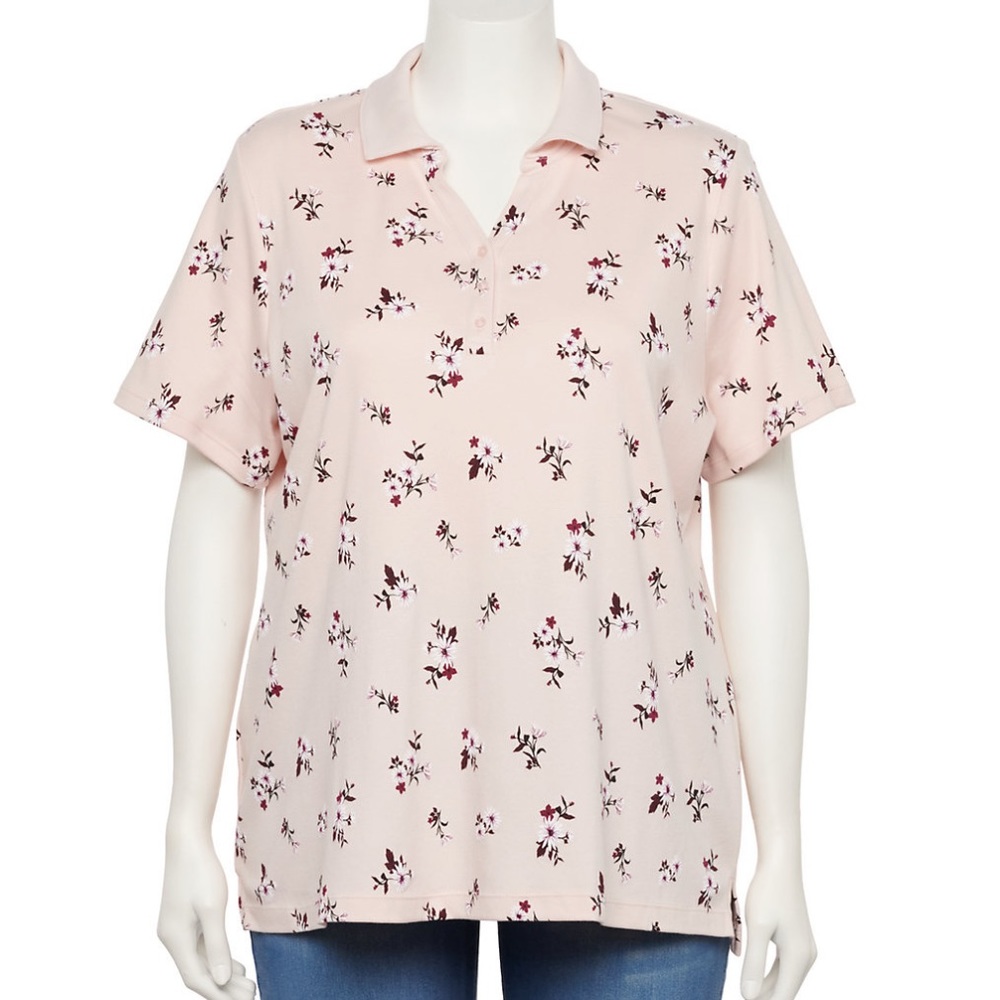 NWT Croft & Barrow Essential Polo Shirt floral 2x